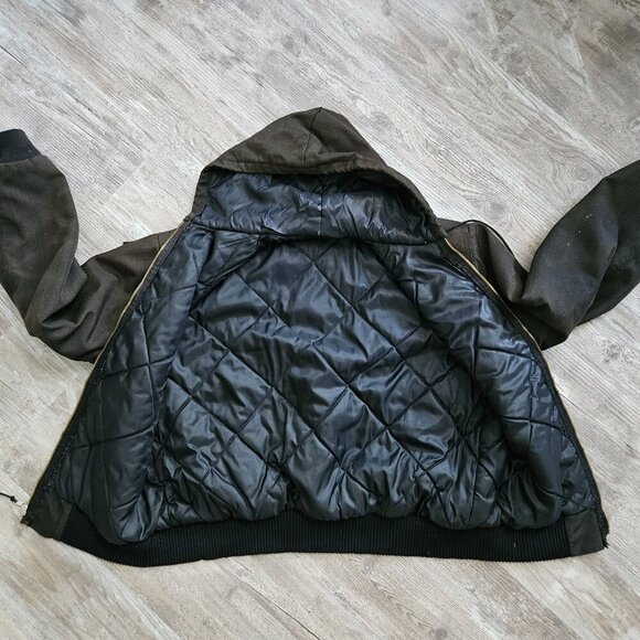 Vintage CARHARTT Hooded Jacket Mens J21? Cordura Nylon Canvas Quilted 90s Size L - Picture 6 of 16